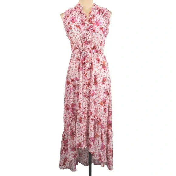 MISA Los Angeles Aurelie Floral Maxi Dress Ruffle Sleeveless XS NWT - Picture 2 of 10